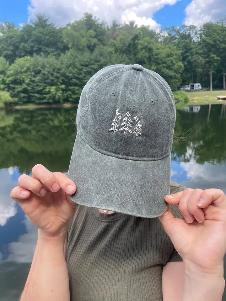 Forest Tree Hand-Embroidered Baseball Hat
